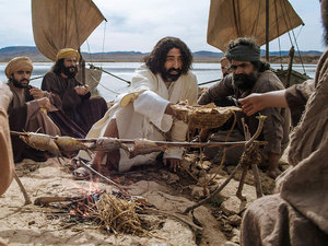 The fish He was cooking over the fire was ready to eat and Jesus also had bread for them