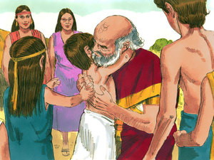 Laban got up and hugged and kissed his daughters and
his grandchildren