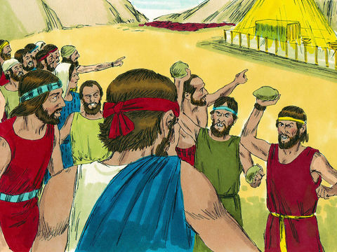 They were so upset that they began picking up rocks to stone Joshua and Caleb