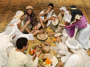 Each man received a large platter with plenty of food, but Benjamin's
platter was piled high