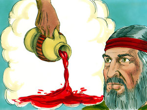 If they STILL didnt believe he was to get a cup of water from the river and pour it on the ground and the water would be turned to blood