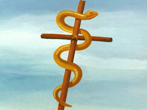 Moses put the bronze serpent on a high pole in the middle of the camp so that everybody could see it when they looked up
