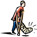 Someone on crutches