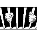 Man holding onto prison bars in window