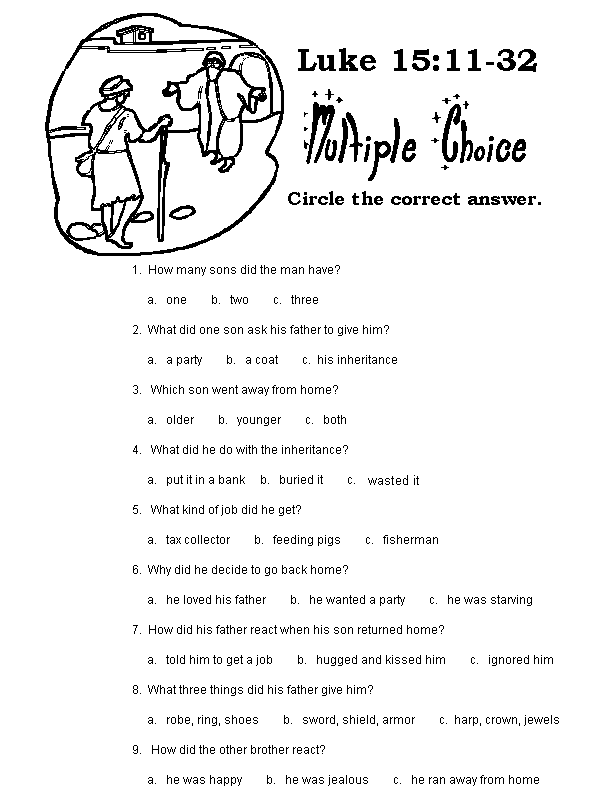 Prodigal Son Multiple Choice